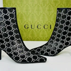 Top Rated Plus Gucci Demi GG Crystal Black Mesh Motif Ankle Boots All  Sizes